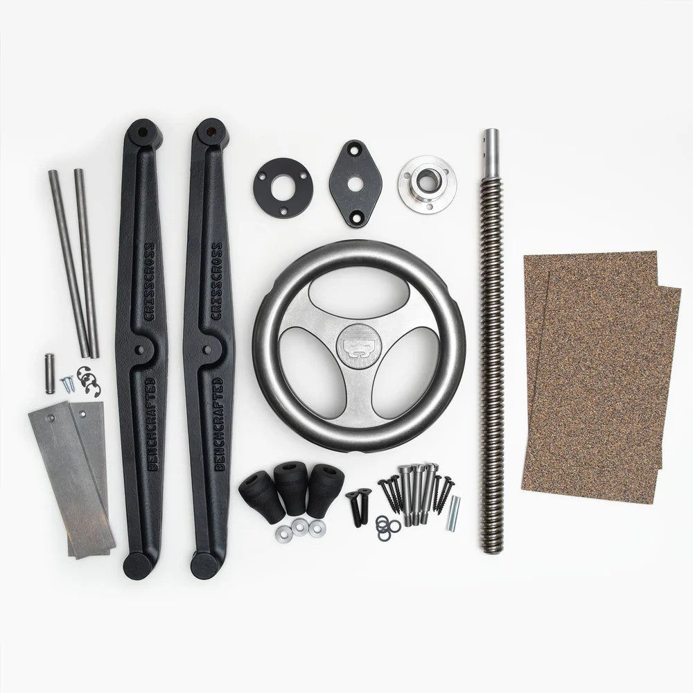 Benchcrafted Glide Leg Vice Machined Finish with Solo Criss Cross woodworking tool from Australia