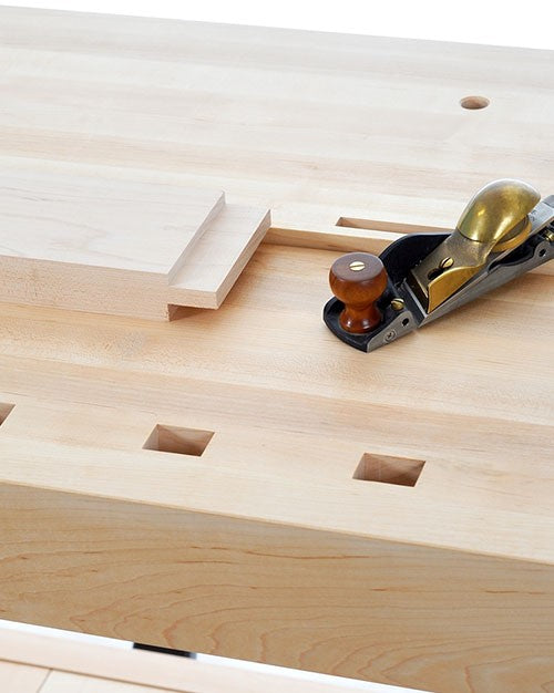 Benchcrafted Roubo Split Top Bench Plan Blueprints in Blue - Detailed view of woodworking plans with Imperial measurements