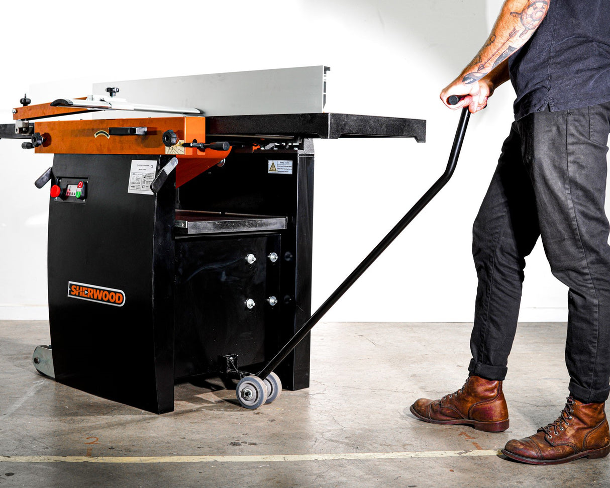 Sherwood 16in Combination Planer Thicknesser with Helical Spiral Head Carbide Knives 4HP in action