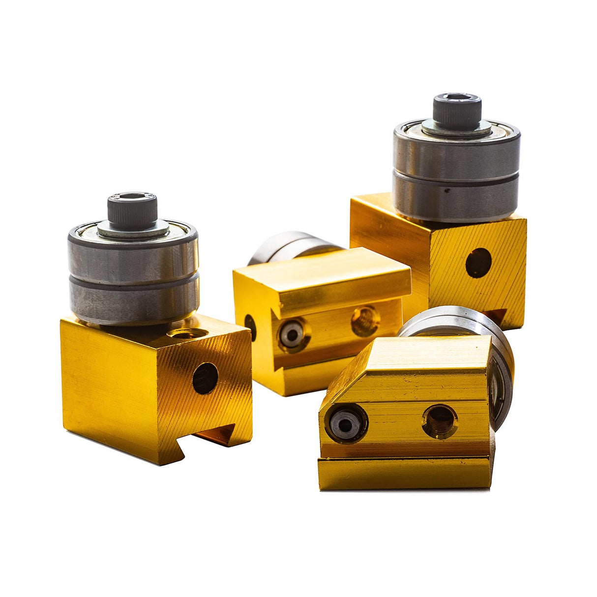 Sherwood Heavy-Duty Upper & Lower Bandsaw Bearing Guide Set in action on a bandsaw