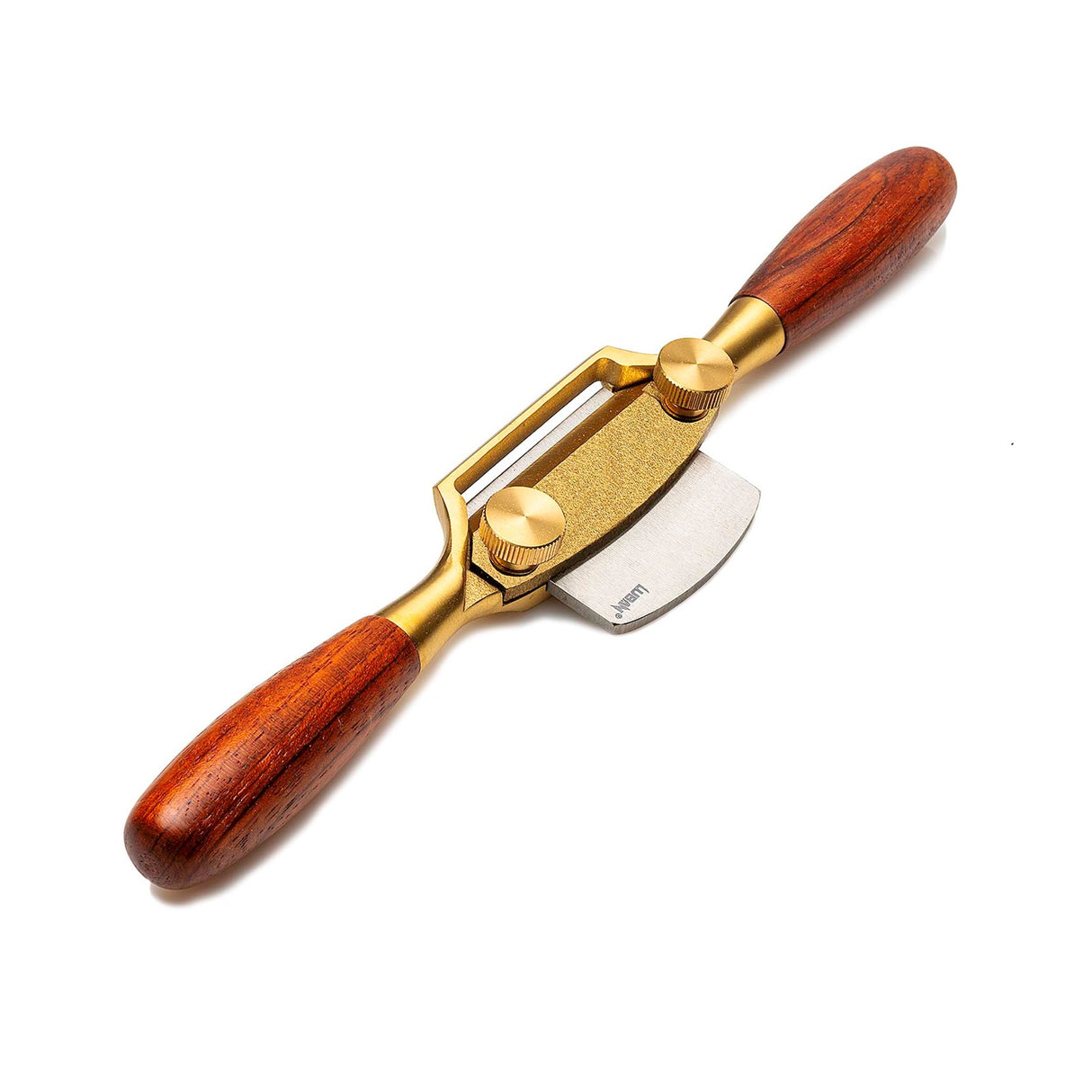 Luban Round Sole Spokeshave Bronze Body Wooden Handles on white background