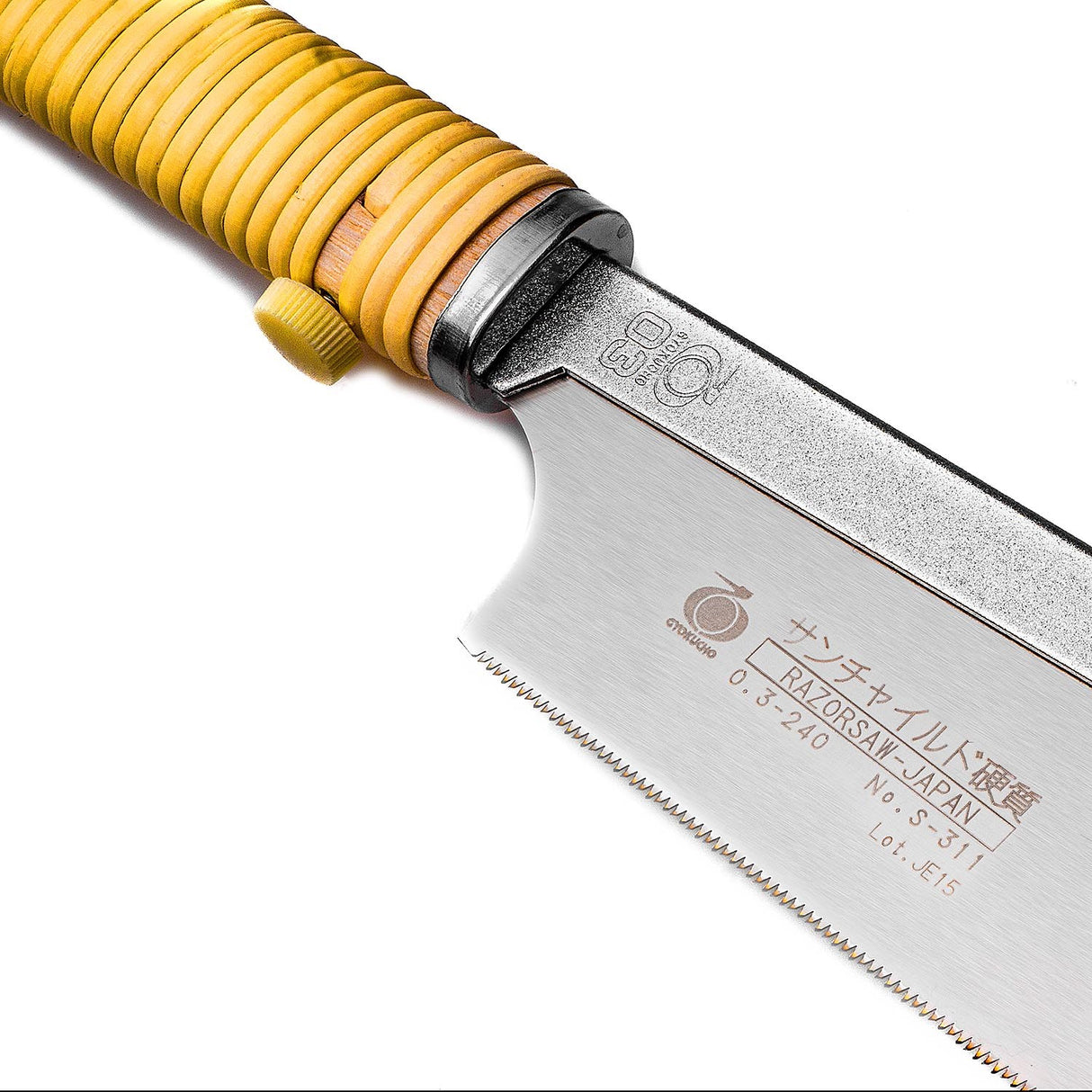 Razorsaw Fine Cut Dozuki Japanese Saw 240mm Blade, close-up of ultra-thin blade with spine for precise woodworking cuts
