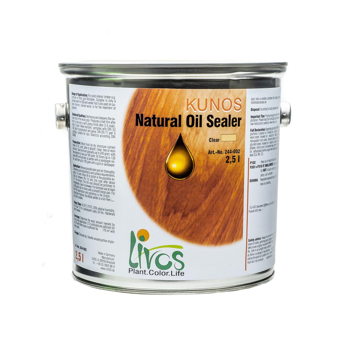 Livos KUNOS Natural Oil Sealer Clear Gloss Finish applied on solid timber flooring showcasing glossy water-resistant protection