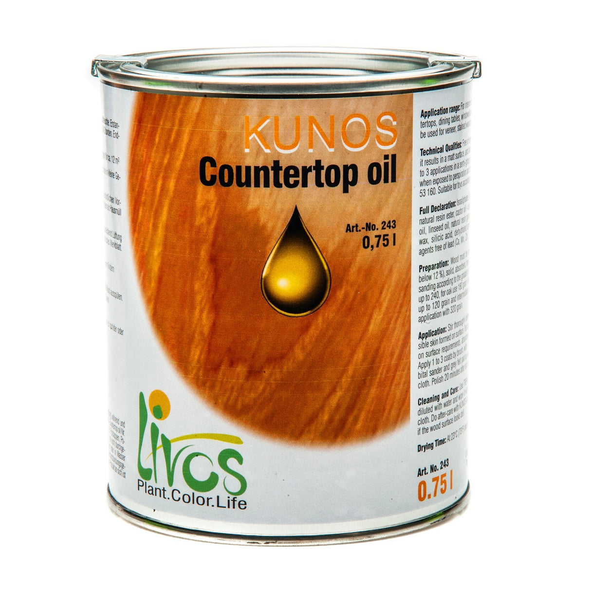 Livos KUNOS Counter Top Oil Water Resistant Finish on light timber surface