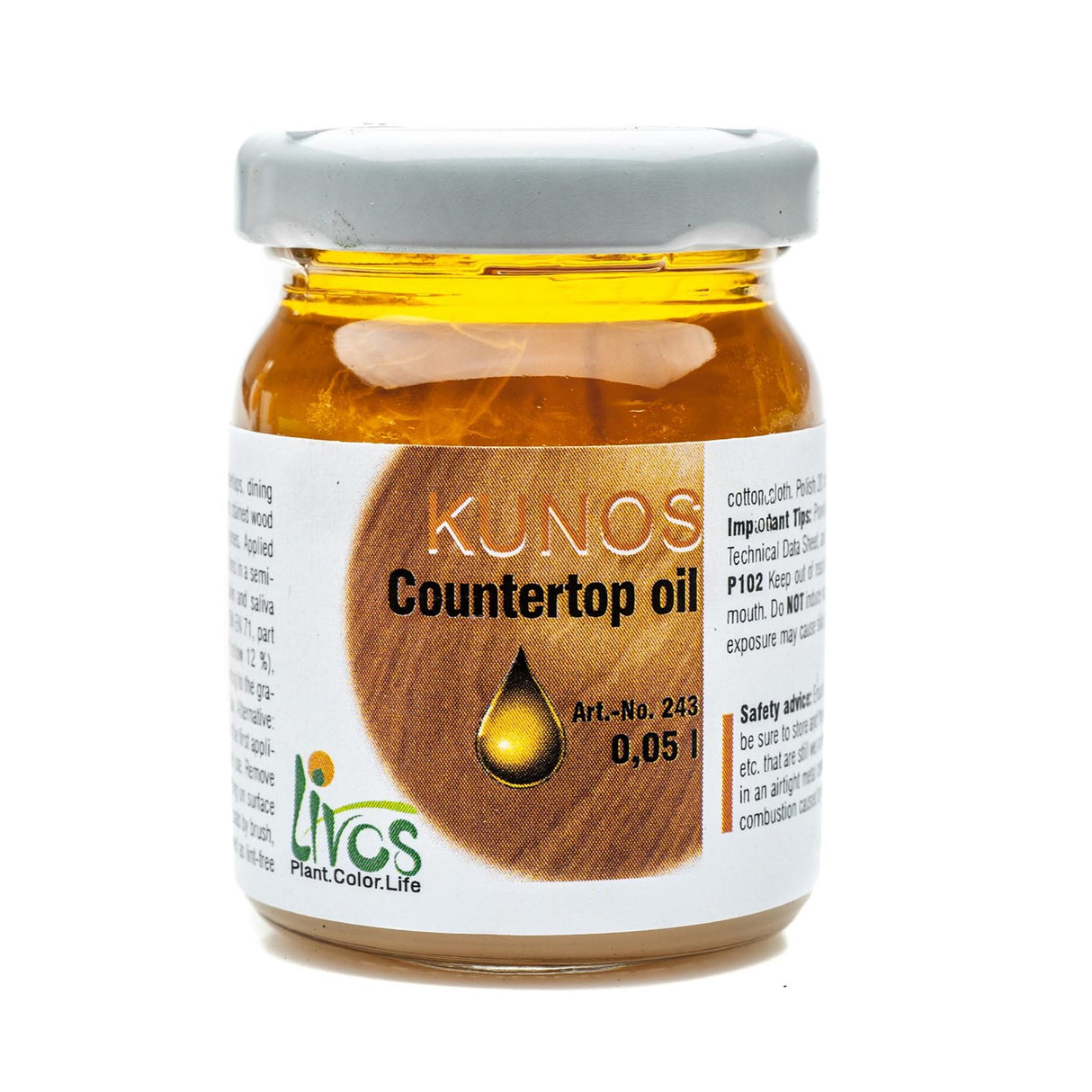 Livos KUNOS Counter Top Oil, water-resistant matte to semi-gloss finish on timber surface