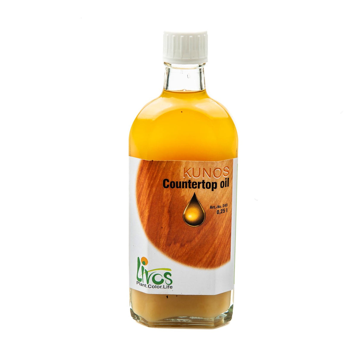 Livos KUNOS Counter Top Oil transparent finish on light timber surface, showcasing matte to semi-gloss water resistant effect