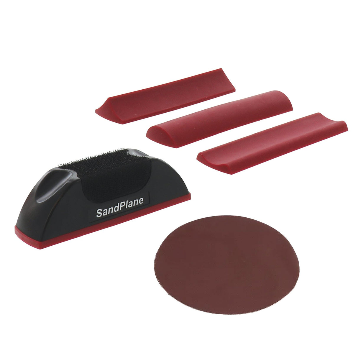 Milescraft SandPlane Interchangeable Profile Hand Sander with 125mm Sanding Discs in use