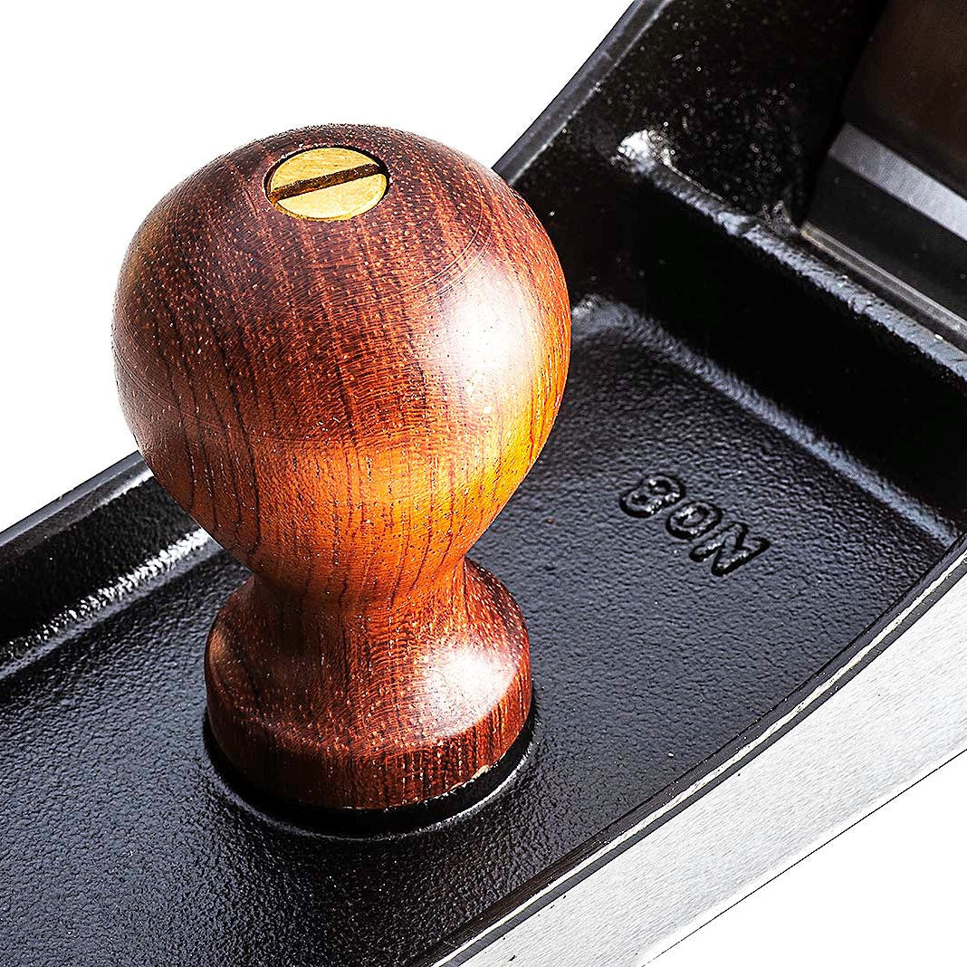 Luban No. 8 Jointing Hand Plane angled view with wood shavings
