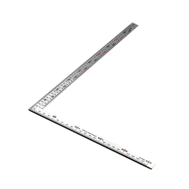 Japanese style stainless steel carpenter's square with 500x250mm graduations, ideal for precise measurements in woodworking