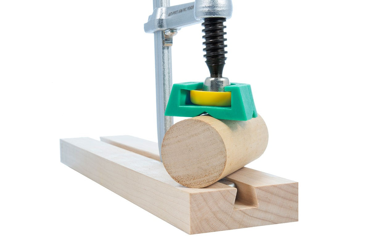 Versatile MicroJig MatchFit Dovetail Track Clamp AP securing material below surface for woodworking convenience