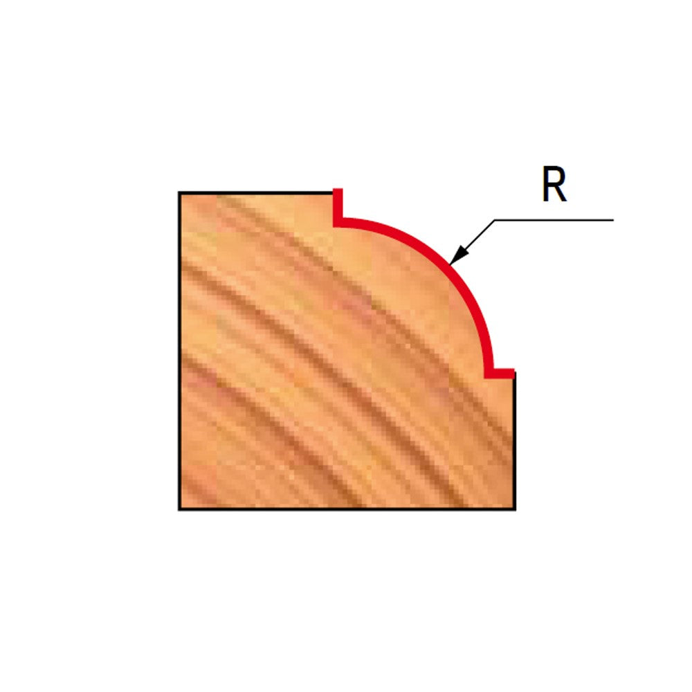 Freud Round Over Router Bits 1/4in Shank - Side view showing carbide tip and 1/2in bearing