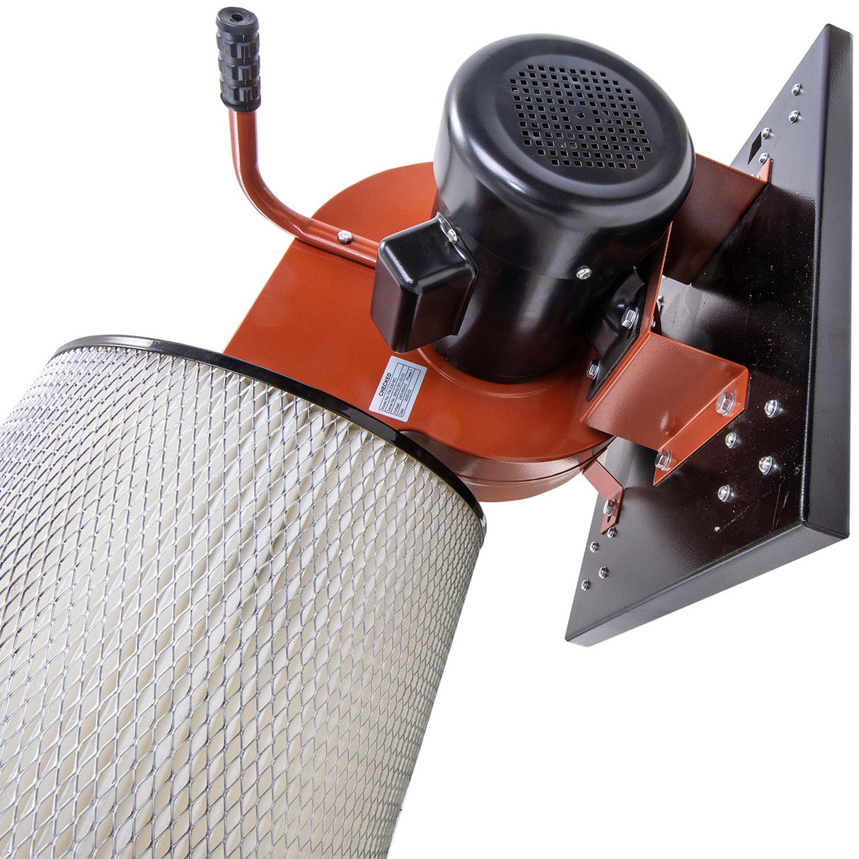 Sherwood 1HP Mini Dust Extractor Wall Mounted 600CFM - Side view showing fixed wall mount design