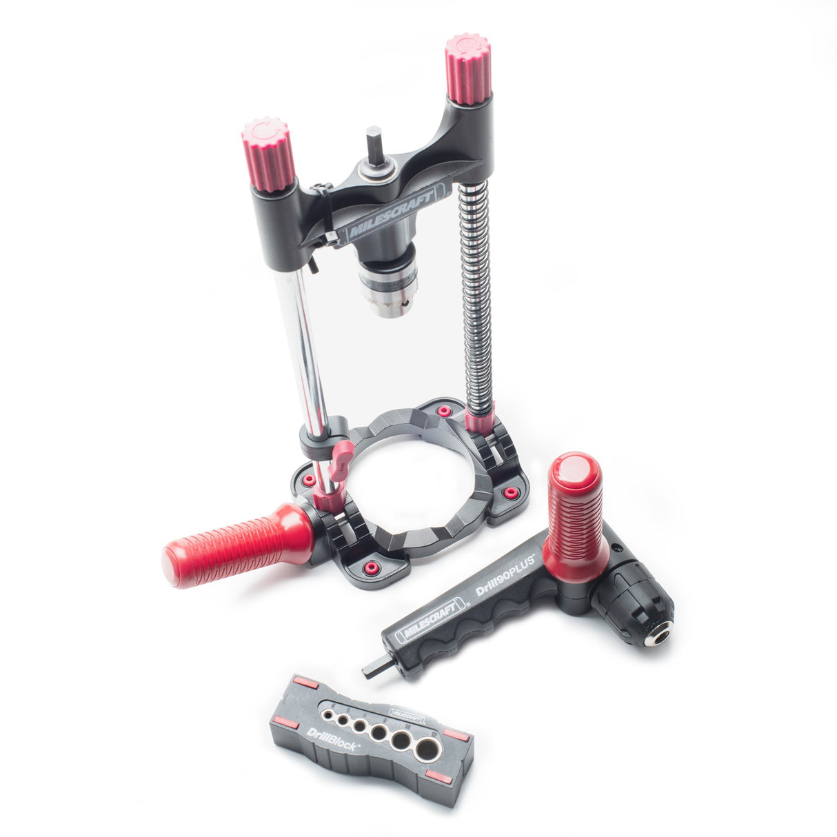 Milescraft Drill Guide Set with Drill90, DrillMate, Metric DrillBlock - Hand drilling attachments kit with precision