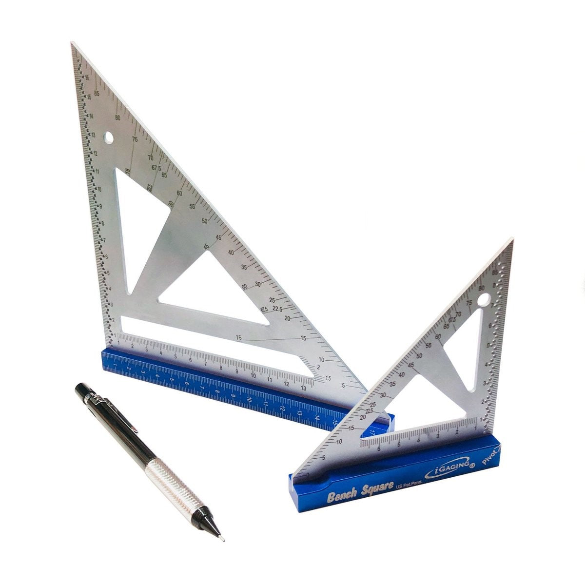 Stainless steel metric bench squares for precise woodworking measurements