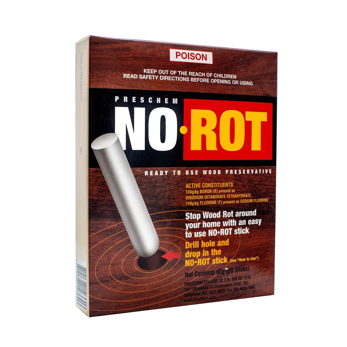 Bote-Cote Pack of 20 No Rot Sticks for Wood Rot Repair, diffusible wood preservative for long-lasting protection