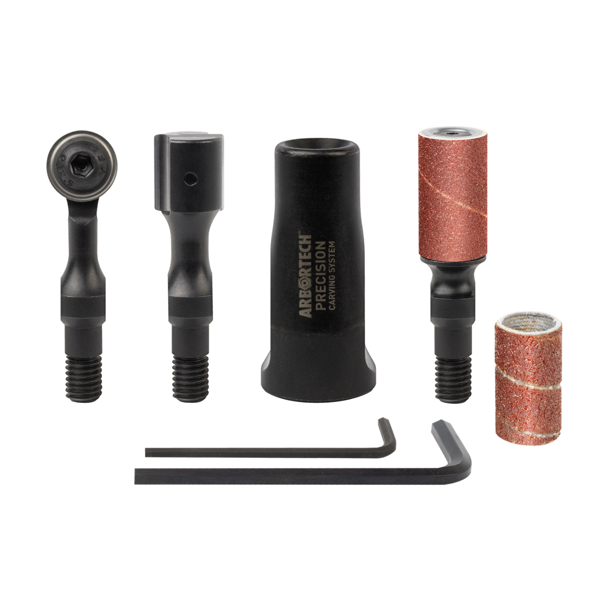 Arbortech Precision Carving System Starter Set for Angle Grinders, showcasing the Universal Base attachment for enhanced carving precision