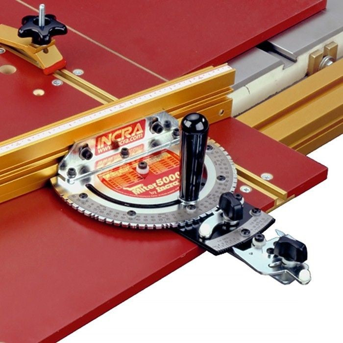 Incra Miter 5000 Deluxe Crosscut Sled System with Metric Adjustable Fence - Panel cutting capacity demonstration
