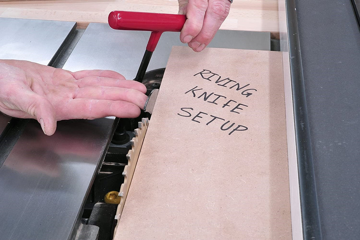 MicroJig BladeMatch table saw arbor shim set, showing 6 easy-to-use shims for perfect alignment on a table saw