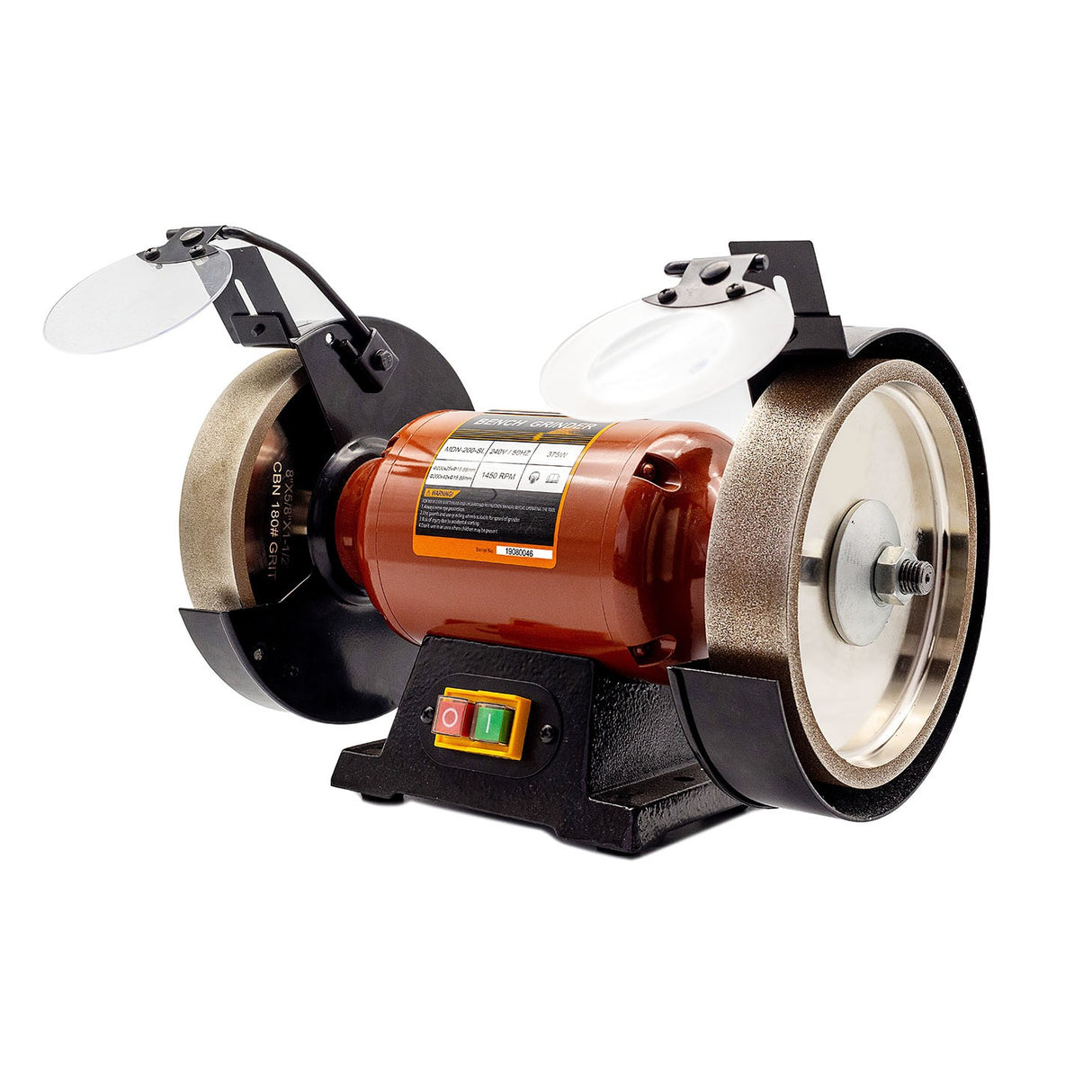 Sherwood CBN Grinder Wheel 200 x 40mm on Sherwood Slow Speed Grinder - Close-up view showcasing durable CBN material