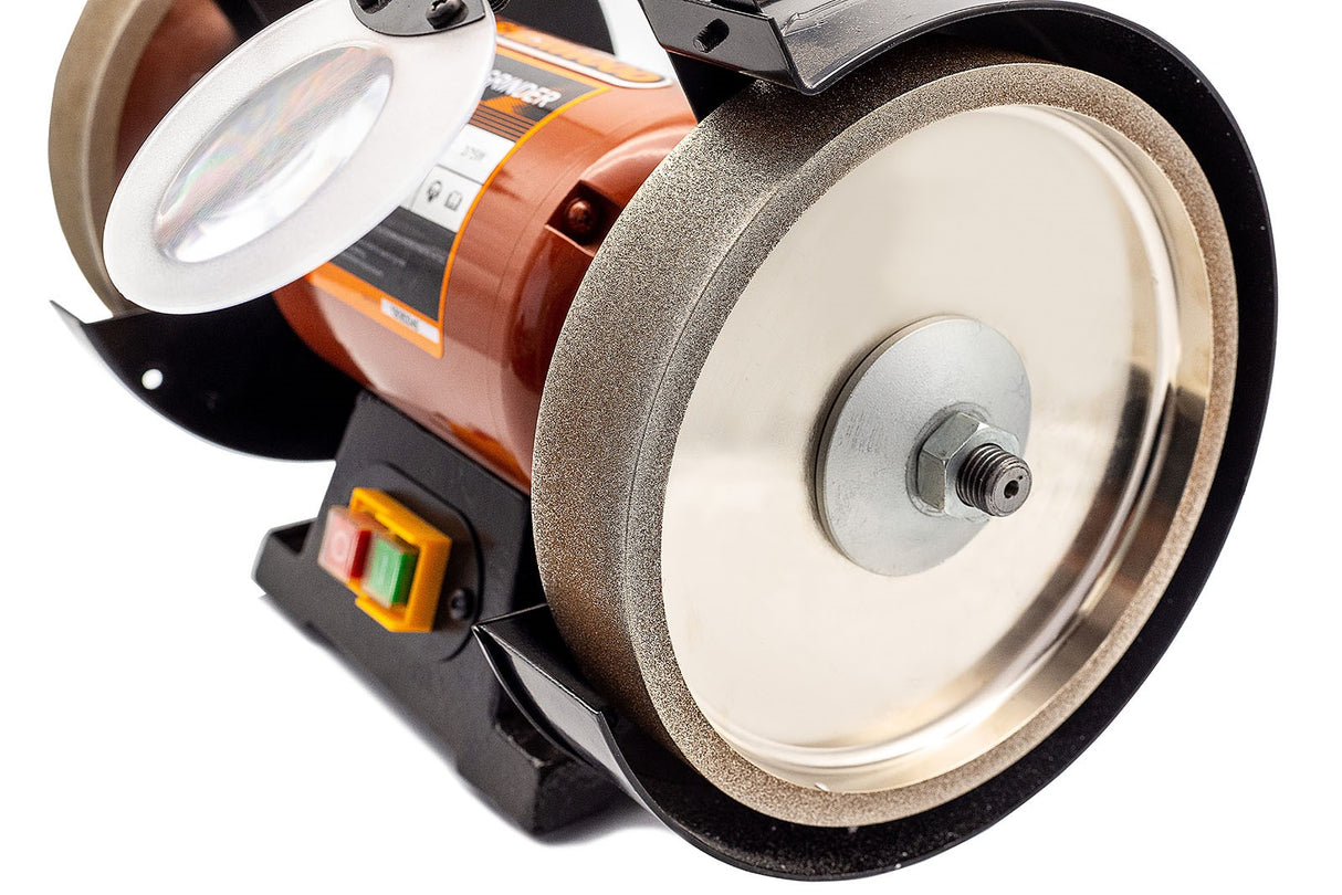 Sherwood CBN Grinder Wheel on Sherwood Slow Speed Grinder, showcasing durable CBN material for precision grinding