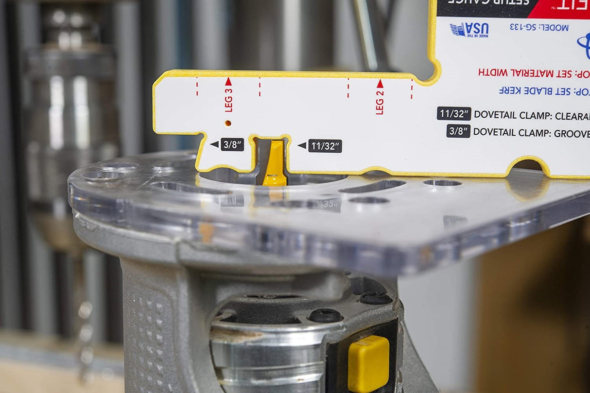 MicroJig MatchFit Dovetail Clamp Relief Router Bit in action, removing 55% of waste material with precision