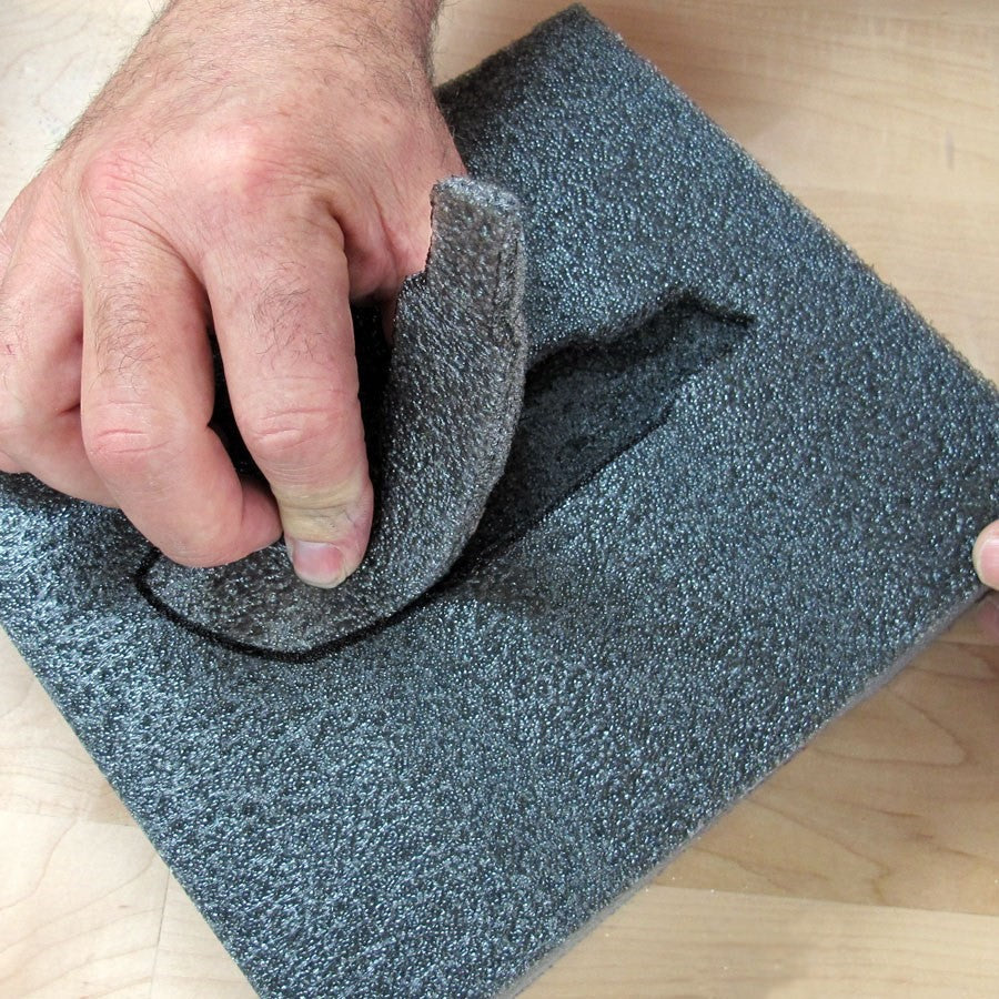 Fastcap Kaizen Foam Grey on White 20 x 1220 x 610mm in use for tool organization