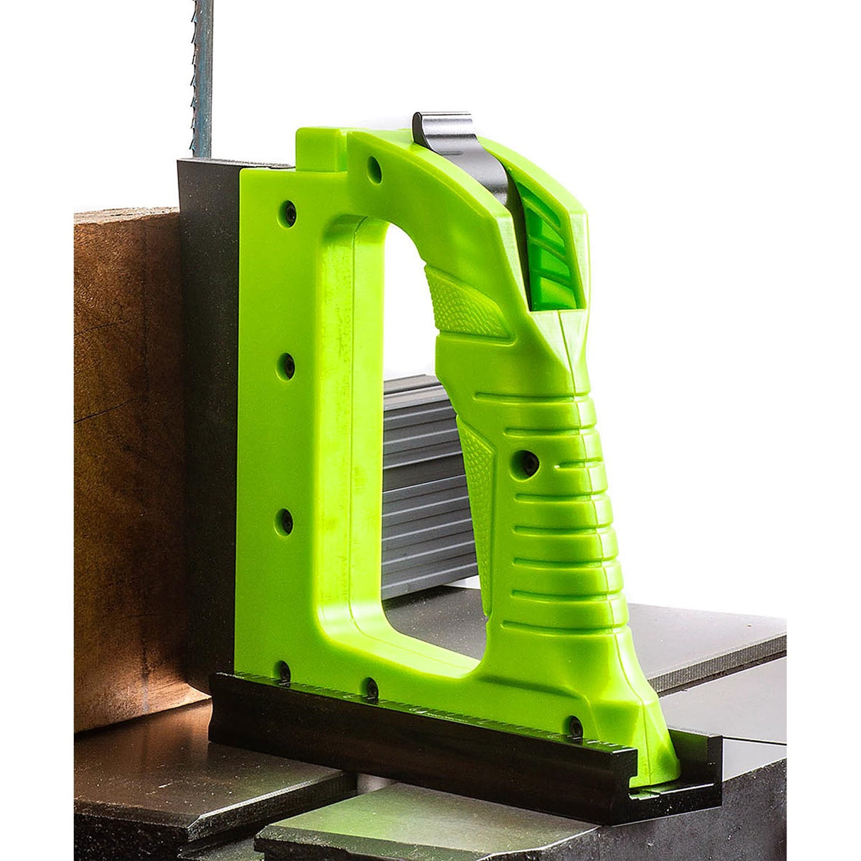 BOW Products Bandsaw GuidePRO Featherboard Set in use for precise cutting