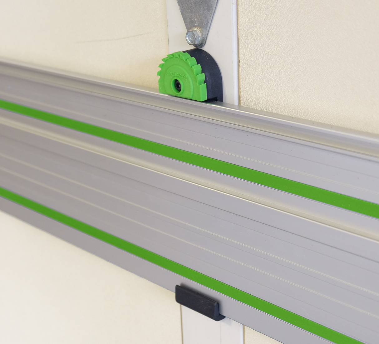 FastCap Track Rack TrackSaw Guide Mount Storage System on wall vertically Australian woodworking tools store