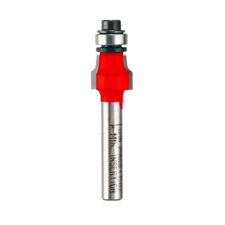 Freud Laminate Flush Trim Router Bit 1.6mm Radius in action on plastic laminate edge