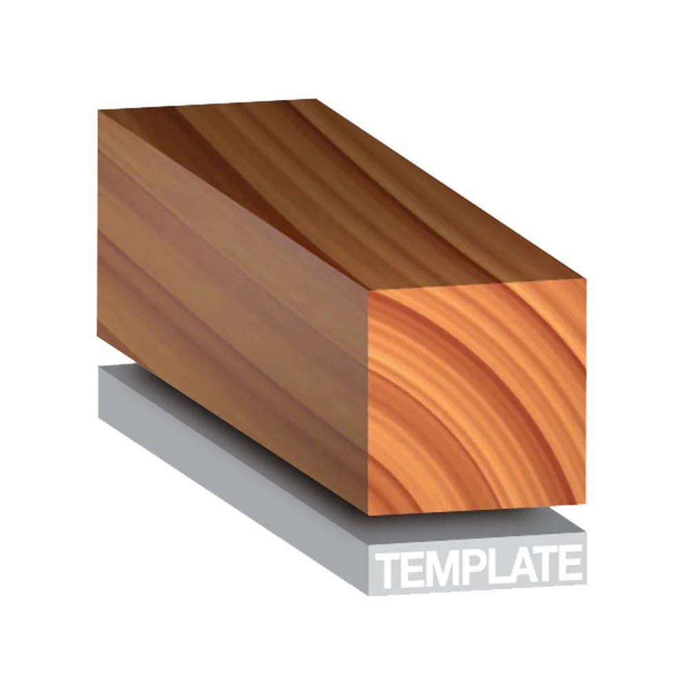 Freud Downshear Helix Flush Trim Router Bit 1/2in Shank in use on thick stock for clean top edge routing