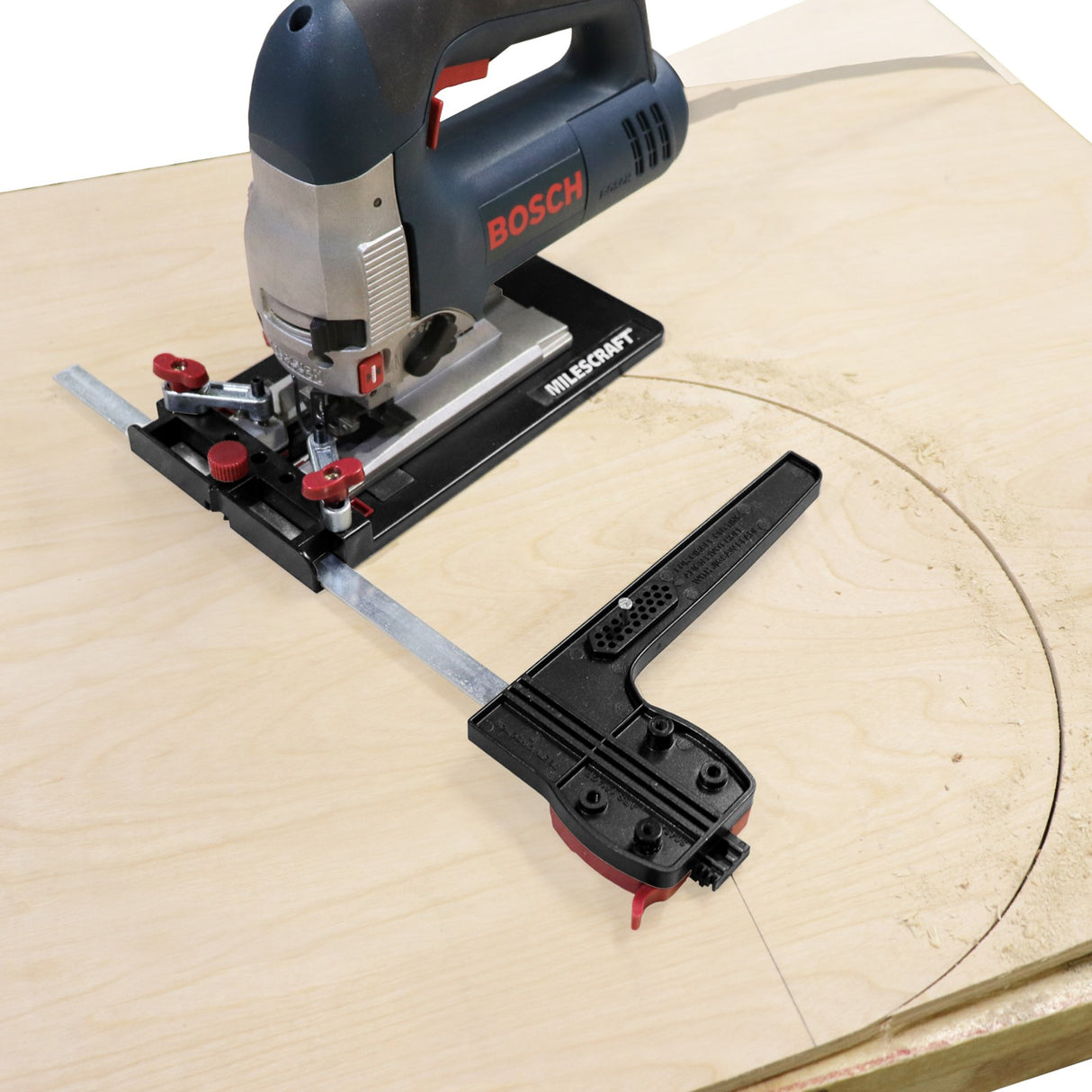 Milescraft SawGuide 410mm Long Guide Bar in use with circular saw for precise cutting control