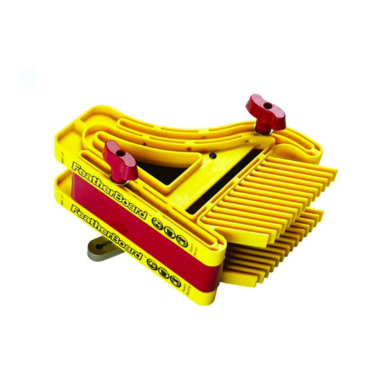 Milescraft D/T Featherboard Stacked with Mitre Bars and T-slot Bolts for precise edge cutting