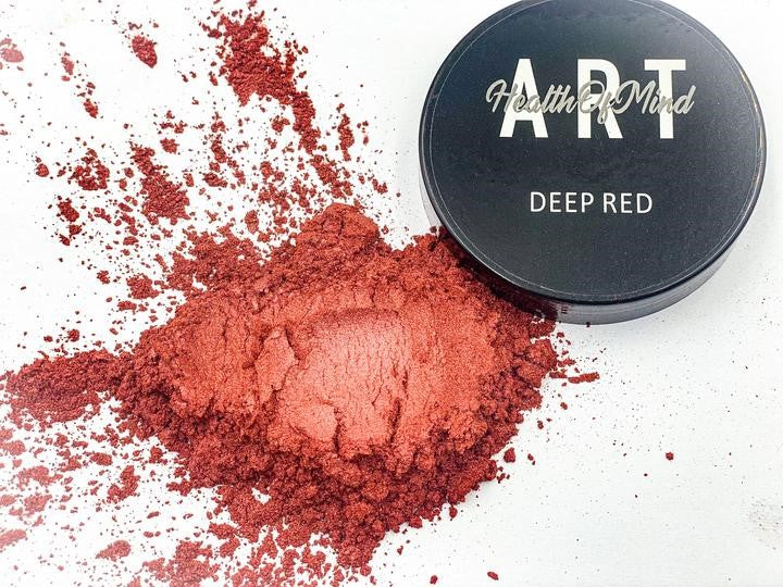 Deep red pearlescent mica powder for epoxy resin, ideal for large pours like river tables