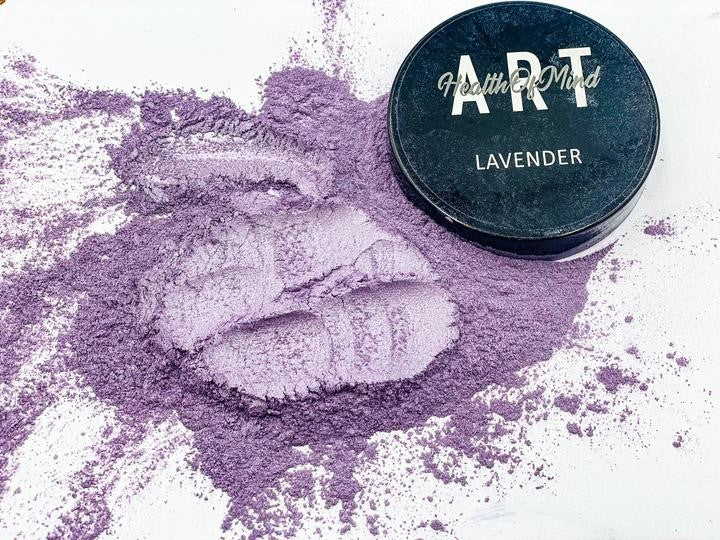 Health of Mind Art Lavender 50g Pearlescent Pigment Mica Powder for Epoxy Resin in use on a river table