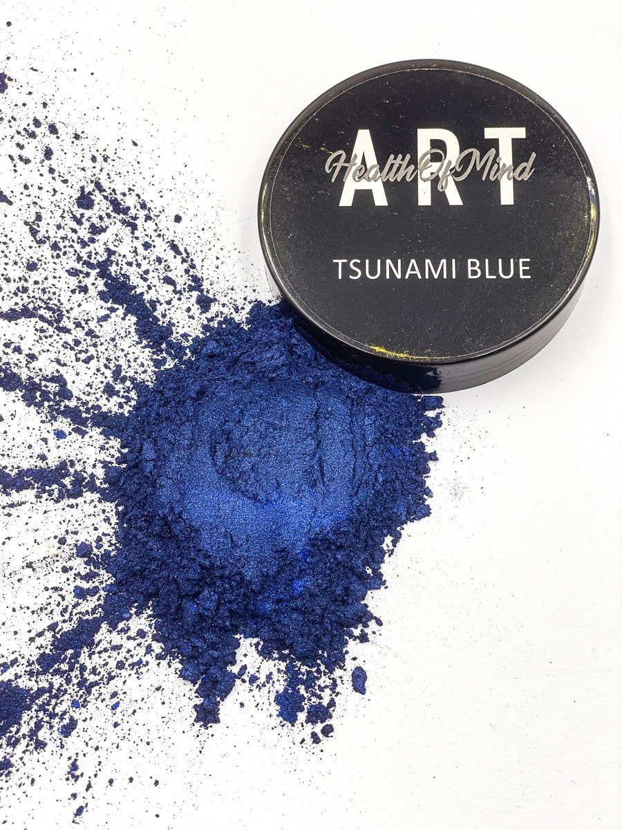 Health of Mind Art Tsunami Blue 50g Pearlescent Mica Powder for Epoxy Resin in large epoxy pour