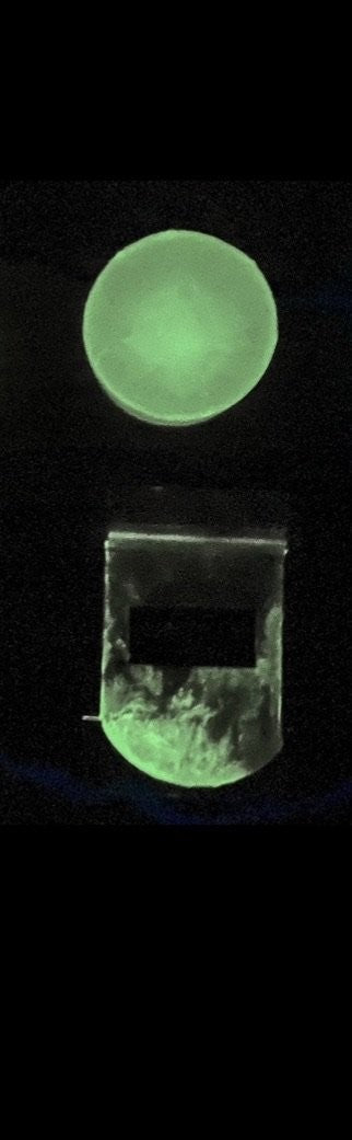 Green glow in the dark pigment powder for epoxy resin, 25g pouch from Health of Mind Art