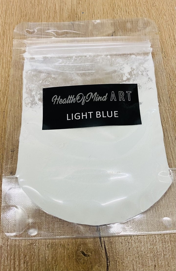 Health of Mind Art Light Blue/Black 25g Glow In The Dark Pigment Powder for Epoxy Resin - Luminescent powder in blue and black hues