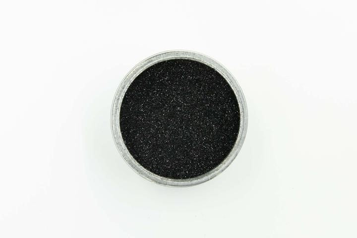 Black metallic glitter powder for epoxy resin, offering a dazzling effect with a secondary rainbow finish. Perfect for resin art projects