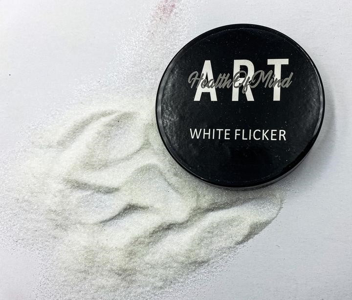 Health of Mind Art White Flicker 50g Metallic Glitter Powder for Epoxy Resin - Metallic finish with rainbow effect for resin art