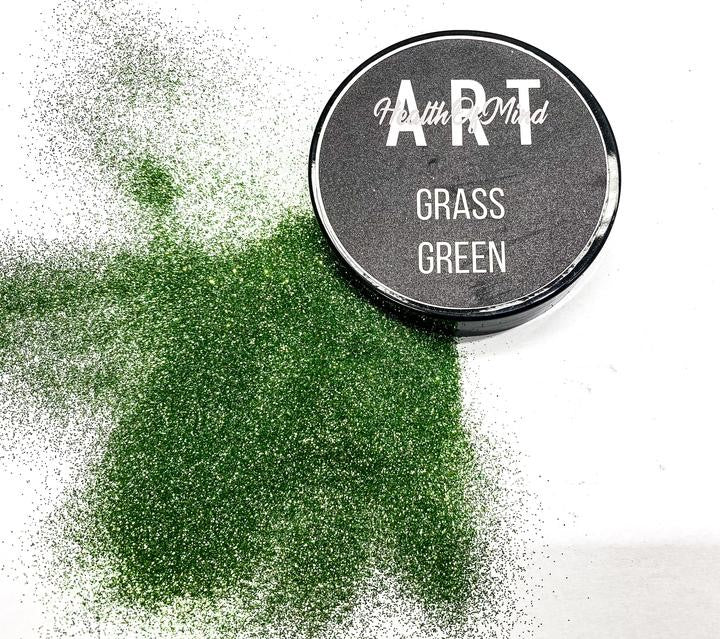 Health of Mind Art Grass Green 50g Metallic Glitter Powder for Epoxy Resin in vibrant green color