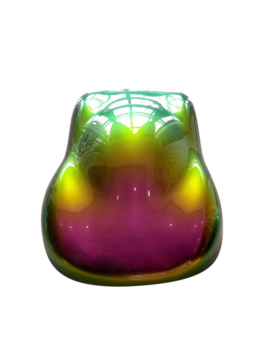 Purple, green, and gold Super Chameleon Mica Pigment powder for epoxy resin on timber edge