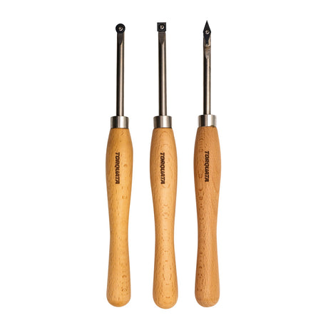 Torquata Tungsten Carbide Mini Woodturning Tool Set angled for detail