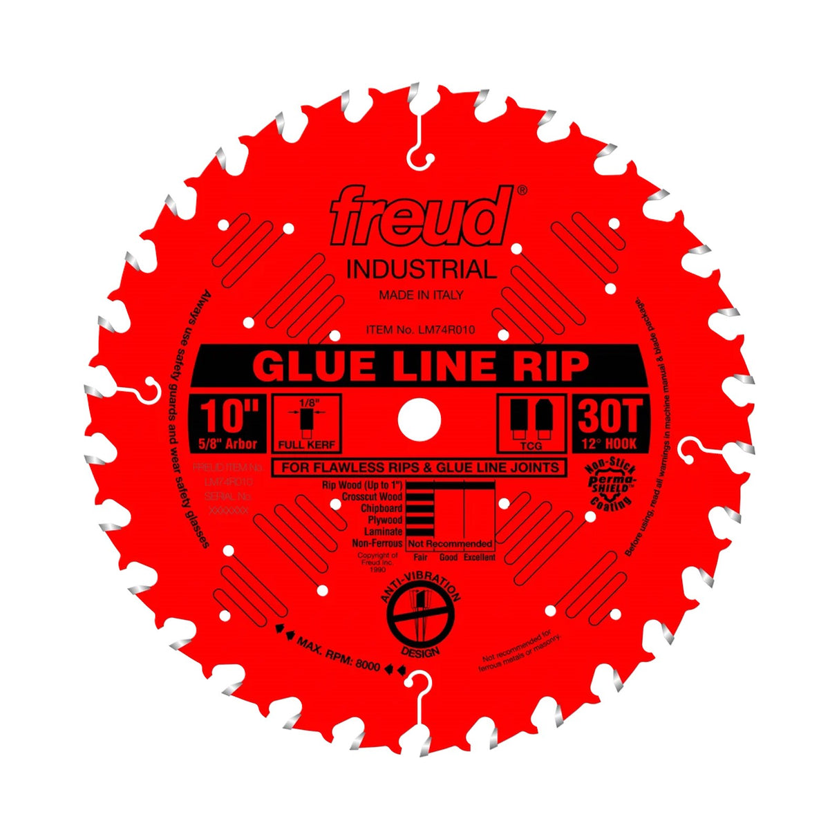 Freud Glue Line Rip Cut Circular Saw Blade, 254mm diameter, 30 teeth, for smooth heavy-duty ripping in timber and composites