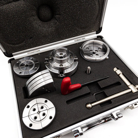 Torquata 75mm Mini Scroll Chuck Set with Five Sets of Jaws - Ideal woodturning solution with versatile chuck and accessories