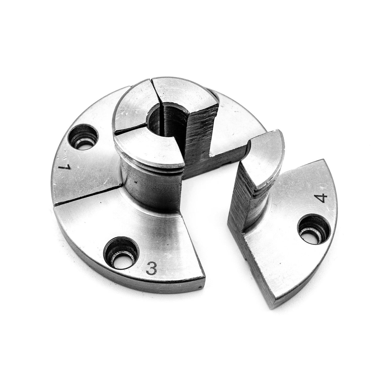 Torquata Pin Jaws for 75mm Mini Scroll Chuck showing the grip-enhancing design