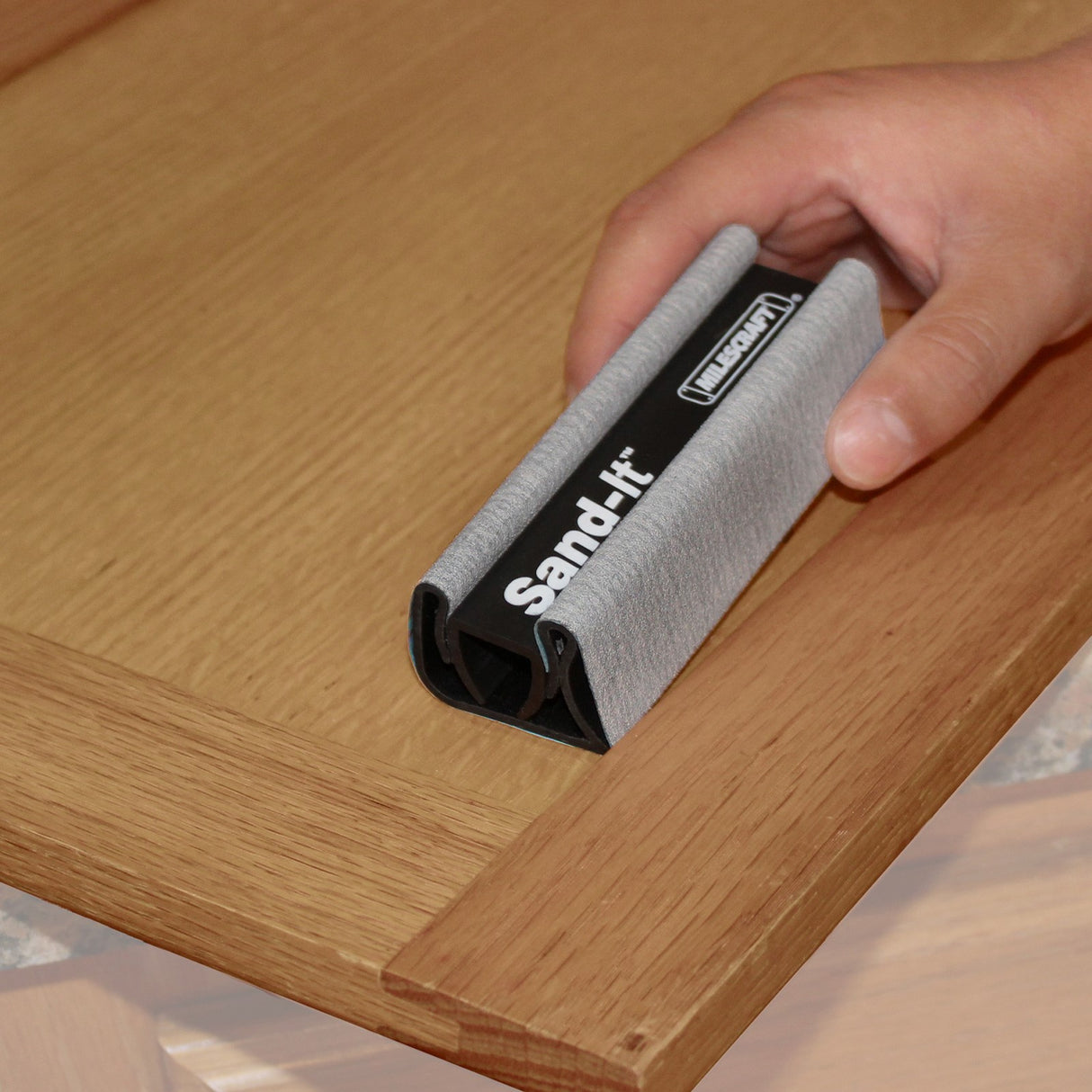 Milescraft Sand-It Multi Surface Sander in action on complex profiles