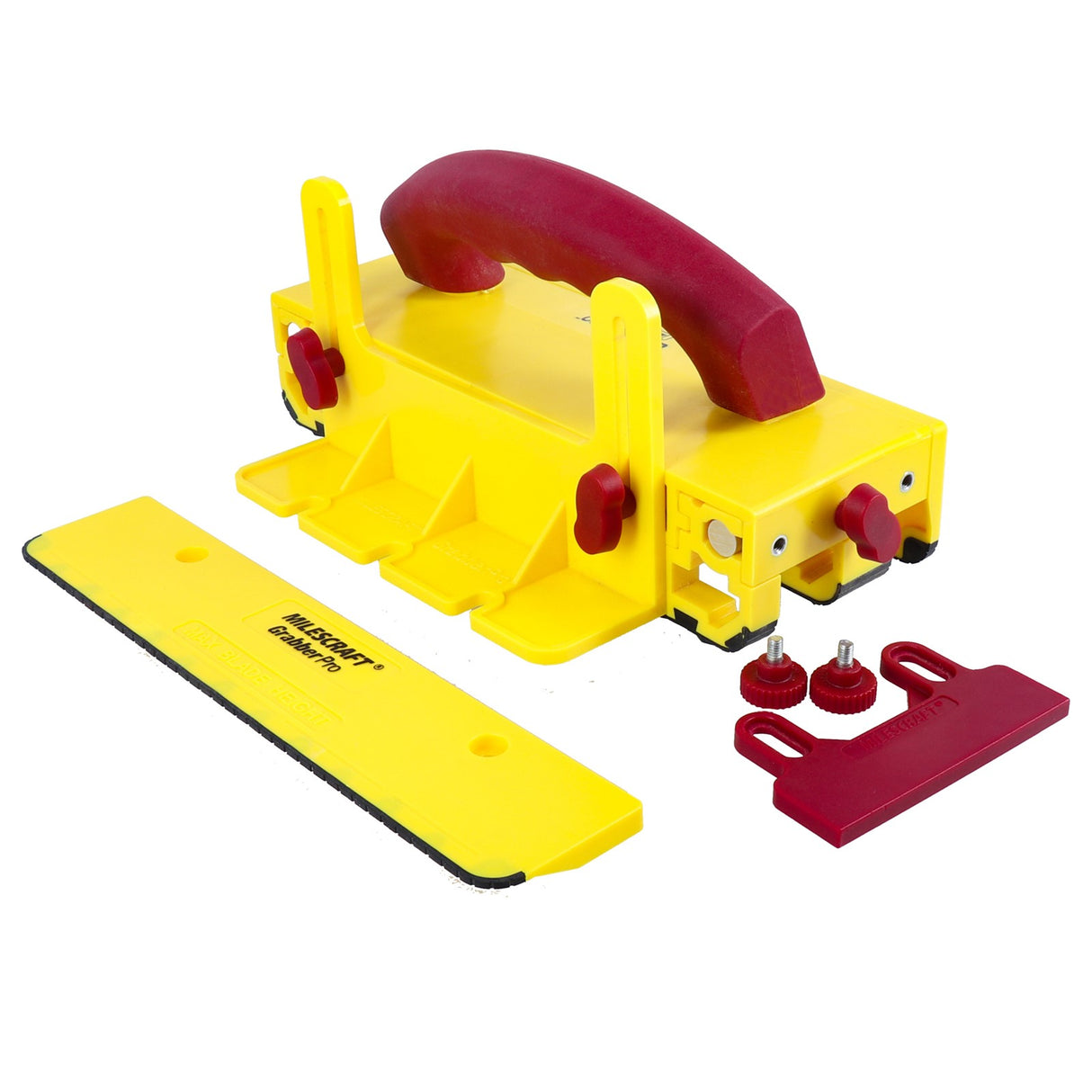 Milescraft GrabberPRO Push Block in use on a table saw