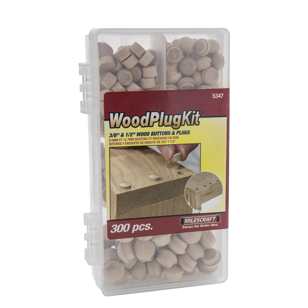 Milescraft Wood Plug Set of 300 in various sizes for woodworking projects