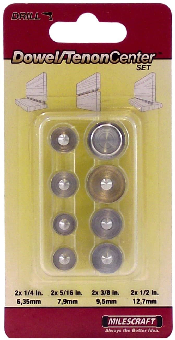 Milescraft Dowel Tenon Centre Finder Set 8 pieces steel centres marking dowel holes 1/4in 5/16in 3/8in 1/2in sizes