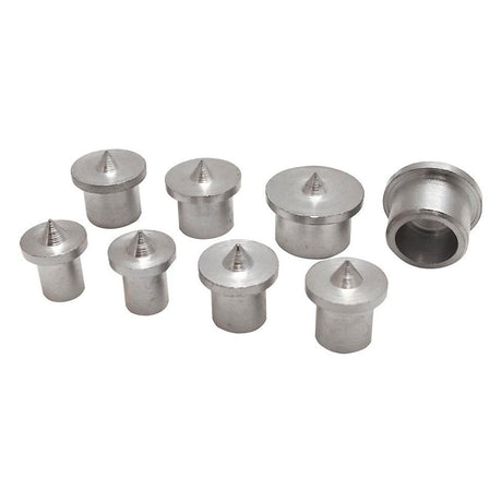 Milescraft Imperial Dowel and Tenon Centre Set for accurate dowel hole marking. Set of 8 steel centres for various hole sizes